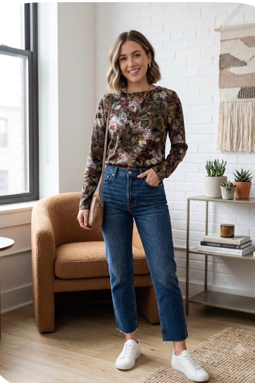 Momoni Sylvia Silk Floral Blouse in Kaki Multicolor 44 US L